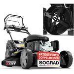 Onbest Benzin Rasenmäher 5IN1, 6,5 PS, 196 ccm, E-Start, 53 cm Schnittbreite, 60L Fangkorb, Radantrieb, Seitenauswurf