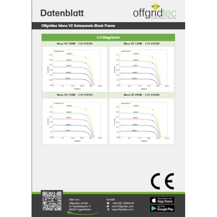 offgridtec MONO-150 V2 Solarmodul, 150 W, monokristallin, 23V, schwarzer Rahmen, 2 Bypass Dioden – Bild 7