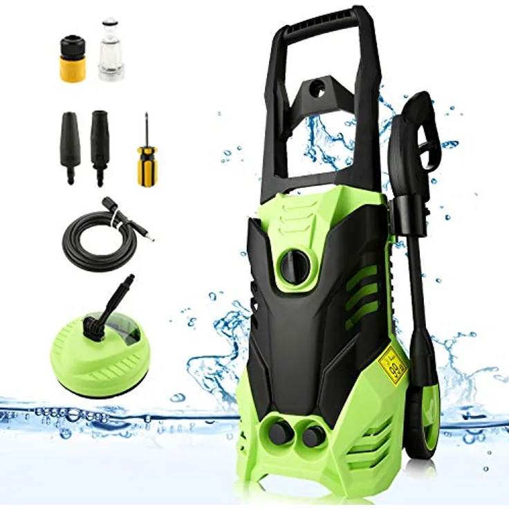 Hochdruckreiniger COOCHEER Elektrischer Hochdruckreiniger 150bar mit 3-in-1-Düse, 6m Schlauch, 5m Kabel, Wasserfilter, Hochdruckpistole, max. Fördermenge 450l/h