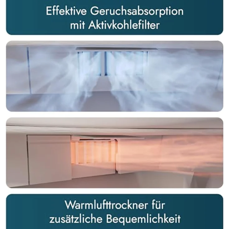 BERNSTEIN Dusch-WC 540 PRO, Spülrandloses Hänge-WC mit Bidet-Funktion, Sitzheizung und Sterilisator, Weiß – Komplettanlage mit Fernbedienung und Soft-Close Deckel – Bild 4