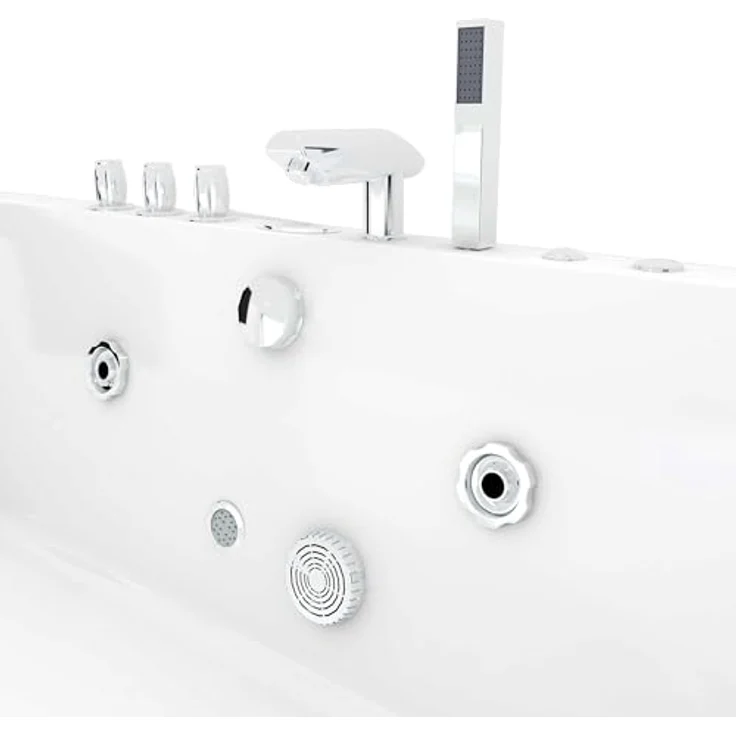 AcquaVapore Whirlpool W83R-C, 180x90x55cm, mit Reinigungsfunktion, 2-Personen, Acryl, 1100W Pumpen, Radio und Lichttherapie – Bild 7