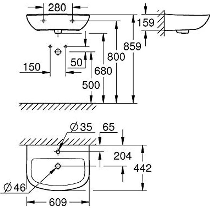 Grohe Waschtisch Bau Keramik 39421 60cm alpinweiß – Bild 3