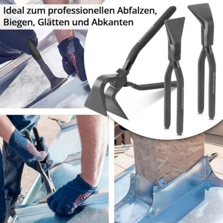 STAHLWERK Falzzangen Set 0° | 45° | 90° mit 60 mm Maulbreite Abkantzange | Blechzange | Biegezange | Spenglerzange | Blechbiegezange | Dachdeckerzange | Klempnerzange aus robustem Carbon-Stahl – Bild 3