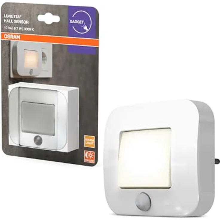 OSRAM LUNETTA Hall Sensor Nachtlicht, Bewegungssensor mit Tageslichtsensor, LED-Technik, IP20, Warmweiß, 0,7 W, Steckdoseneinsatz – Bild 1