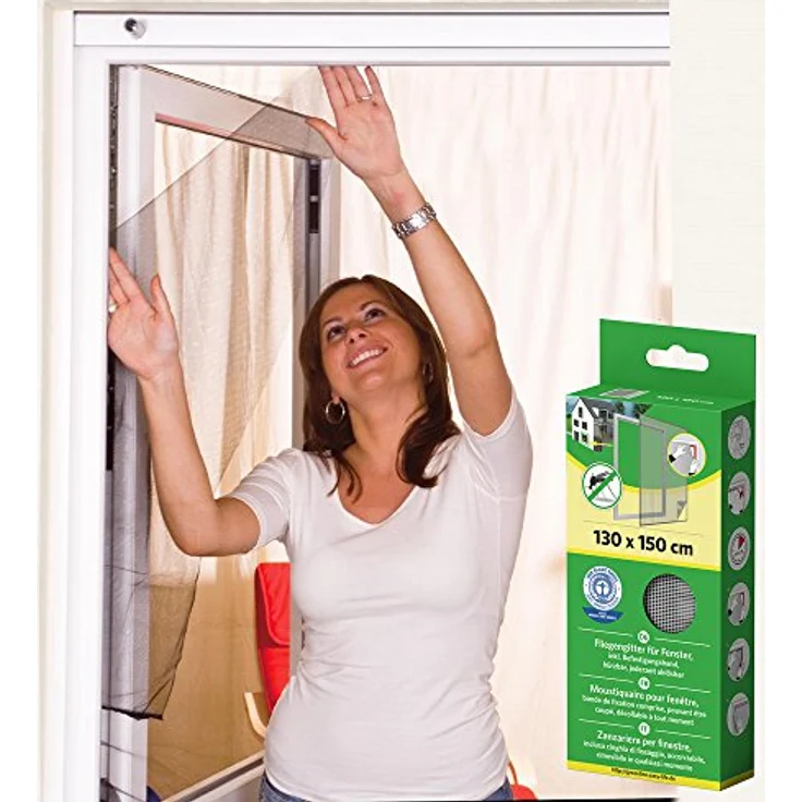 easy life Insektenschutz Fliegengitter für Fenster 130 x 150 cm Weiss – Bild 2
