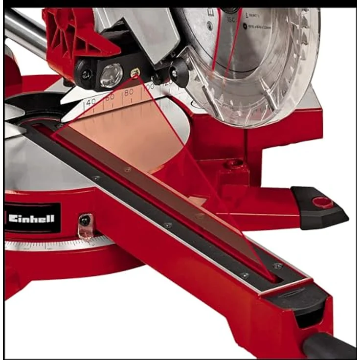Einhell Zug-Kapp-Gehrungssäge TE-SM 2131 Dual (1600 W, 5000 min.-1, max. Schnittbreite 310 mm, Sägeblatt D 210 mm, Softstart, Spannvorrichtung, inkl. HM-Sägeblatt) – Bild 4
