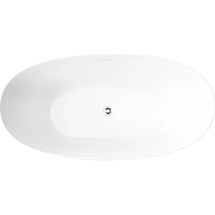 Beliani Badewanne Chubut, freistehend aus strapazierfähigem Acryl, 230 l, 150 cm, modernes weißes Finish mit Diamantmuster – Bild 8