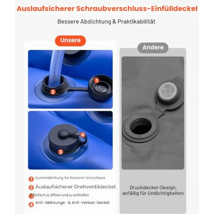 VEVOR Pool Beschwerungssack, 12er Set, 238 cm, 0,4 mm dicke PVC-Säcke mit Gewichten und auslaufsicherem Schraubverschluss, blau – Bild 6