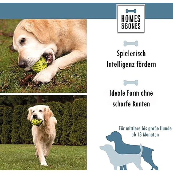 Homes&Bones Doggy Egg Hundespielzeug befüllbar aus Naturkautschuk zur Hundebeschäftigung als Futterball, Wurfspielzeug & Intelligenzspielzeug für mittlere bis große Hunde grün – Bild 2
