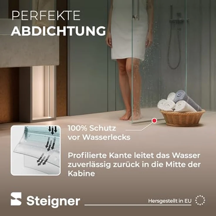 STEIGNER Duschdichtung UK09, 100cm für gerade Duschen, transparent, für 6-8 mm Scheiben, UV- und schimmelresistent – Bild 3