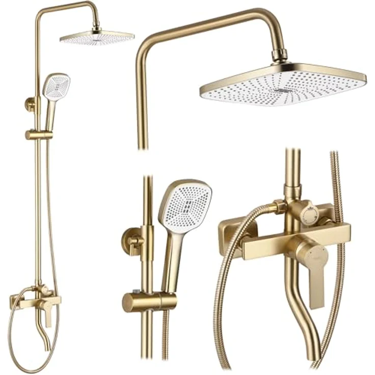 wohnwerk.idee Duschsystem Design Duscharmatur mit Regenbrause und Handbrause, chrom – Bild 1