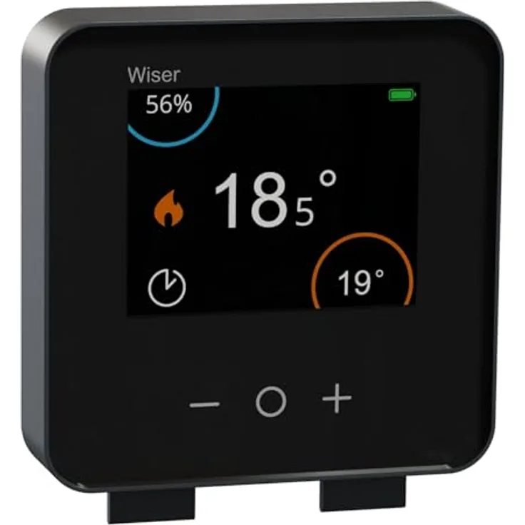 Schneider Electric Wiser Raumthermostat CCTFR6401, Smart Thermostat mit Touch-Display, Zigbee, kompatibel mit Matter, Alexa, Google, Apple, schwarz
