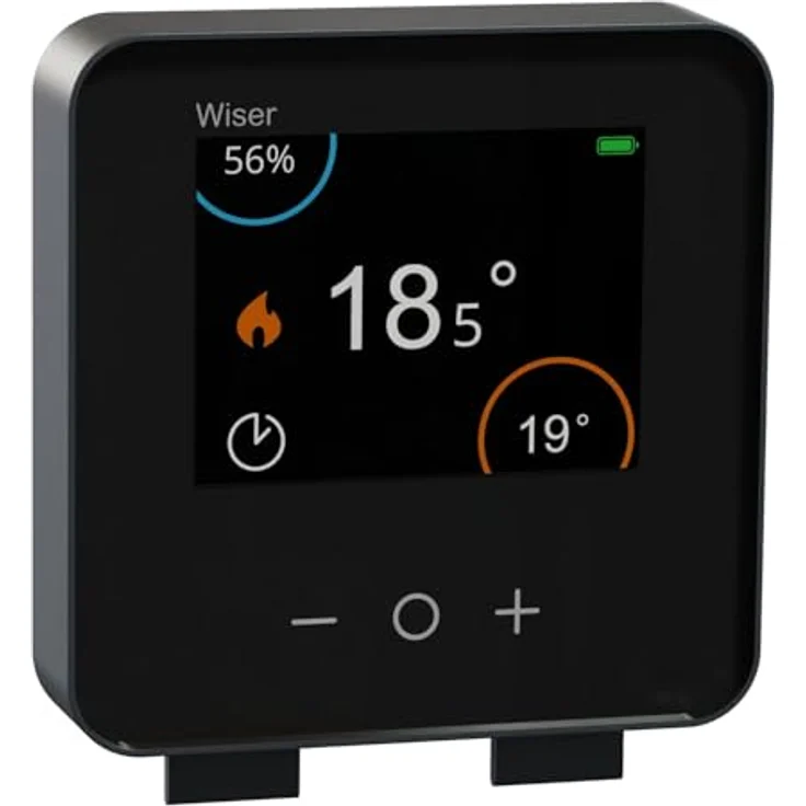 Schneider Electric Wiser Raumthermostat CCTFR6401, Smart Thermostat mit Touch-Display, Zigbee, kompatibel mit Matter, Alexa, Google, Apple, schwarz – Bild 1