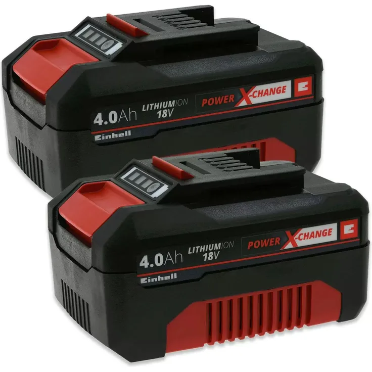 Einhell System Akku Power X-Change Li-Ion, 2er Set mit 18V und 4000 mAh, Schwarz