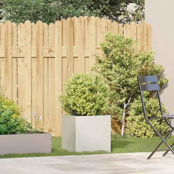 vidaXL Pflanzkübel Weiß 40x40x40 cm Kaltgewalzter Stahl, Großes Hochbeet für Garten und Terrasse – Bild 3