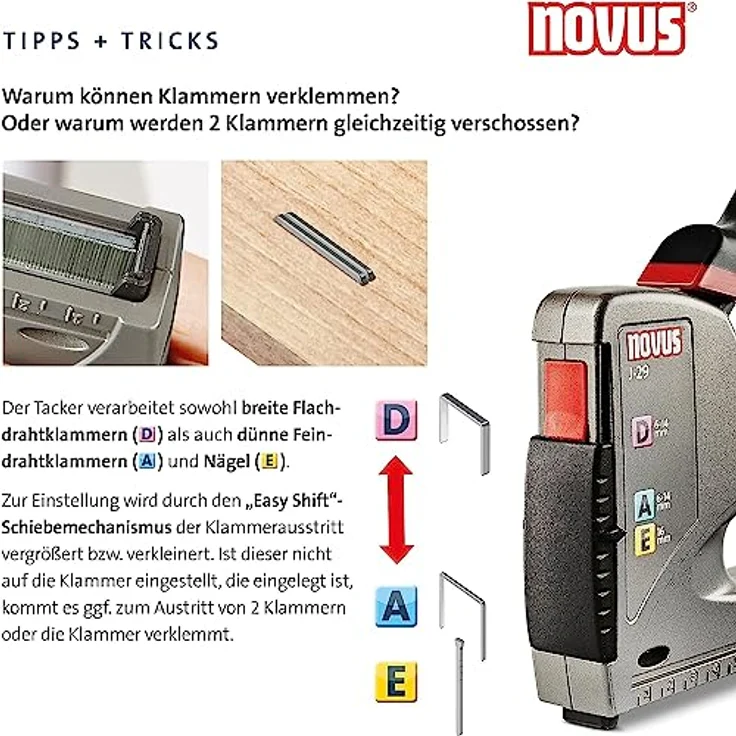 NOVUS Elektro-Tacker Novus Handtacker J 25 10 mm, langlebiges Zink-Druckguss-Gehäuse, ergonomischer Softgrip-Hebel, schwarz – Bild 9