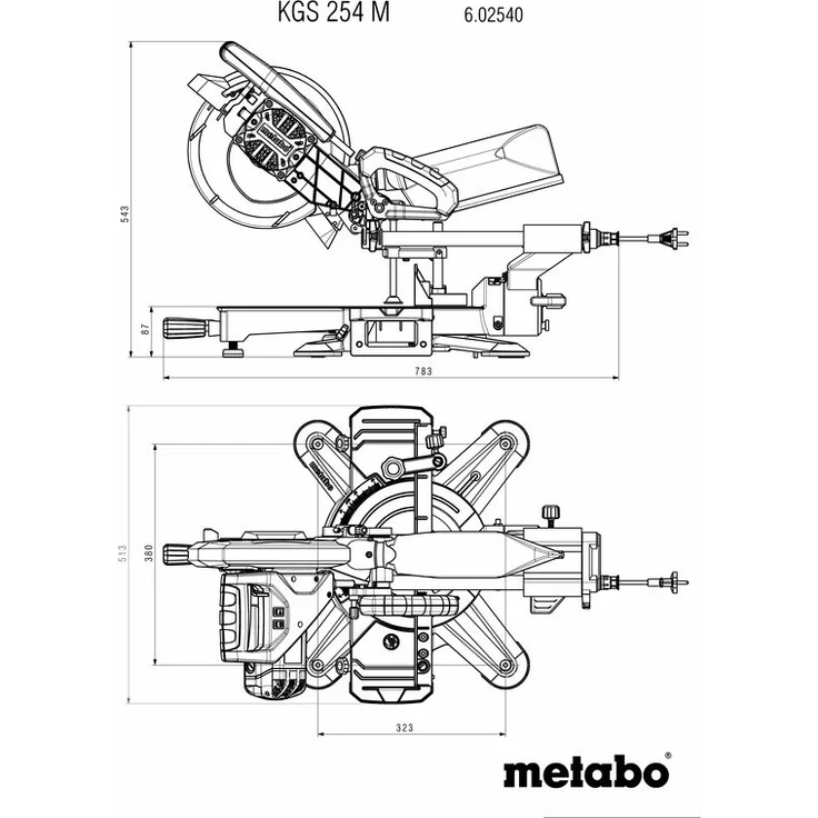 Metabo KGS 254 M Kapp- und Gehrungsäge, Zug- und Kappfunktion, 1800 W, Sägeblatt Ø 254 mm, Schnittbreite 305 mm, beidseitig schwenkbarer und nach links neigbarer Sägekopf, Laser, LED-Licht 602540000 – Bild 9