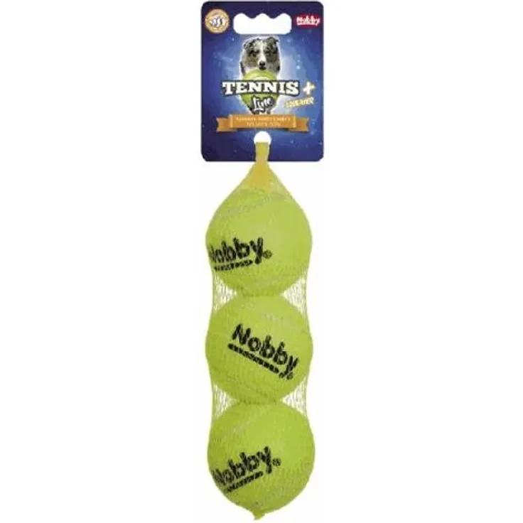Nobby Tennisball mit Squeaker M 6,5 cm 3er Netz