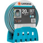 GARDENA Wandschlauchhalter mit Schlauch: Set mit 20 m Schlauch, Spritze und Halterung, Schlauch ist druckresistent und formstabil, mit allen GARDENA Geräten kombinierbar (18005-20)