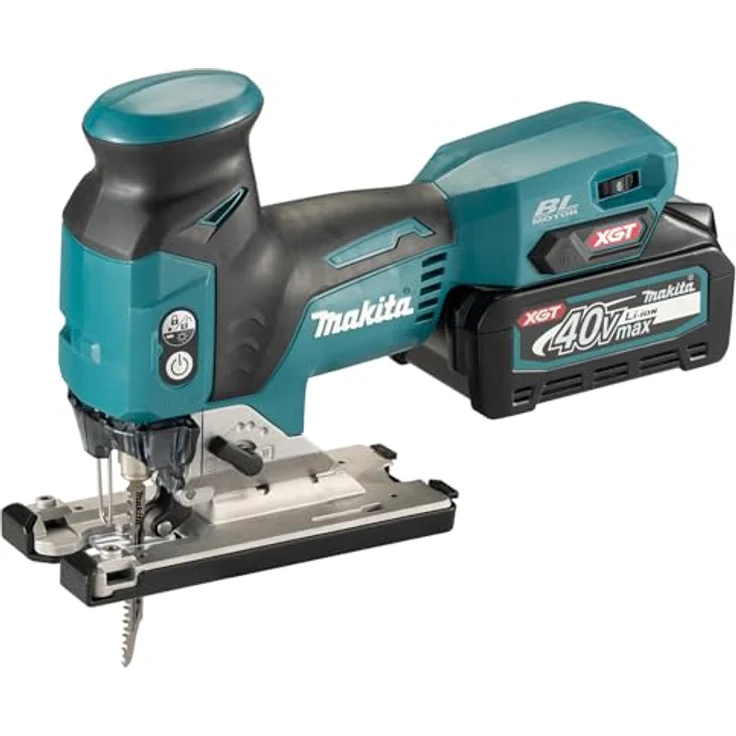 Makita JV001GD201 40 V Max Li-Ion XGT Brushless Stichsäge, 2 x 2,5 Ah Akkus, Ladegerät, im Makpac-Koffer, Bajonett-Schaft, Zwangsstaubabholung, max. Schnittleistung: Holz 135 mm, Stahl 10 mm, Aluminium 20 mm – Bild 1