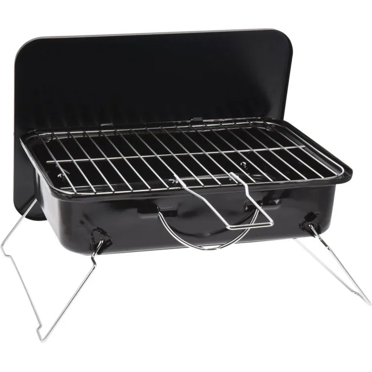 BBQ Collection BBQ-Grill, quadratisch, klappbarer Holzkohlegrill, 35 x 25 x 8 cm, ideal für Camping und Picknicks, feuerfeste Grillschale