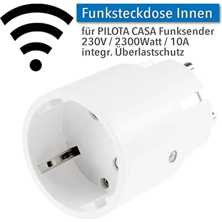 Funk Steckdose Innen Pilota Casa 2300Watt Funksteckdose mit Überlastschutz 230V 70m Reichweite Weiß – Bild 2