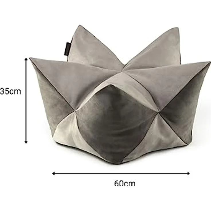 lionto Kronenkissen Sternenkissen Hundebett Katzenbett Haustierkissen, 60x35 cm grau/hellgrau – Bild 5