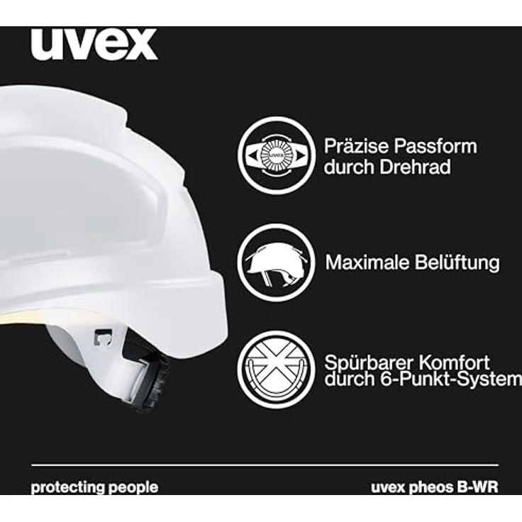 Uvex Pheos B-WR Schutzhelm - Belüfteter Arbeitshelm für die Baustelle - Weiß Weiß – Bild 3