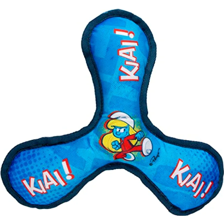 Smurfs duvoplus, Schlumpfspielzeug aus Oxford-Gewebe, 30 x 18 x 4, mit Quietscher, lustiges Spielzeug zum Apportieren und Ziehen, mit Aufdruck Kung-Fu Schlümpfe