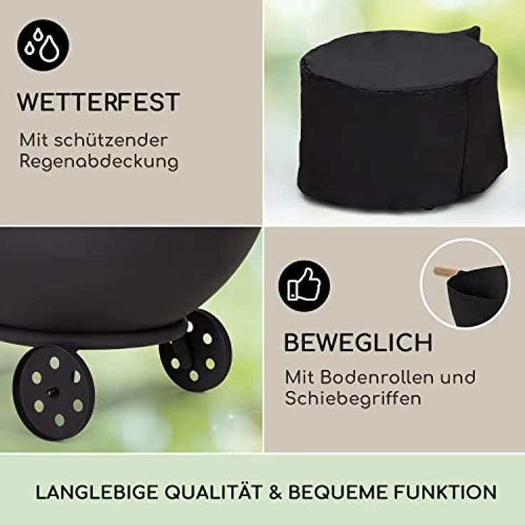 Blumfeldt Feuerschale, Outdoor Stahl-Feuerschale Groß für Balkon & Camping, Runde Feuerstelle mit Wetterfestem Design – Bild 4