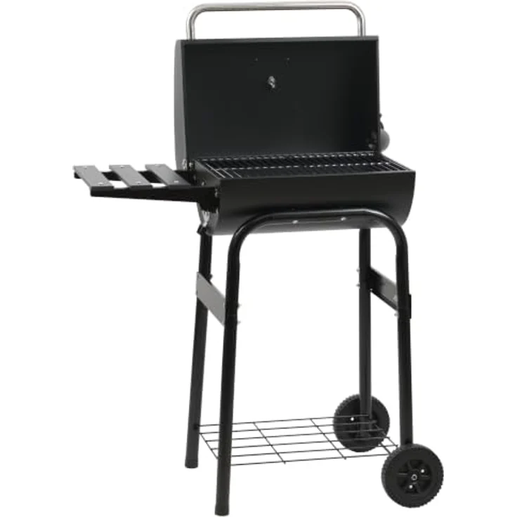 BBQ-Toro Holzkohlegrill mit Thermometer und Schornstein, 84 x 47 x 118 cm, BBQ Grillwagen mit Rädern und klappbarer Ablagefläche – Bild 4