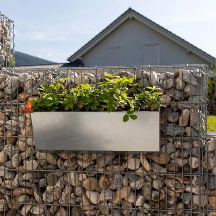 Bellissa Pflanzkasten Origami L, silber, verzinkter Stahl, 104 cm, 20 l Füllmenge, mobiler Pflanzkübel für Gabionen und Doppelstabmatten – Bild 6