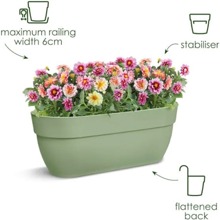 elho Vibia Campana Easy Hanger L 46, Übertopf für Balkon & Außen, Ø 46.0 x H 26.5 cm, Weiß/Seidenweiß, frostbeständig, aus 100% recyceltem Plastik, ohne Werkzeug befestigbar – Bild 2
