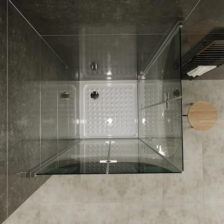 Moments of Glass Duschkabine MATILDE, Eckduschkabine 100x100 cm mit teilsatiniertem 6mm NANO ESG Sicherheitsglas und Falttüren, Höhe: 180 cm, Links x Rechts, mit Magnetverschluss und Aluminium Bodenleiste – Bild 4