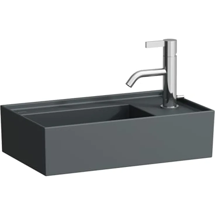 LAUFEN Kartell Handwaschbecken, unterbaufähig, Armaturenbank rechts, ohne Hahnloch, ohne Überlauf, 460x280mm, Farbe: Graphit matt