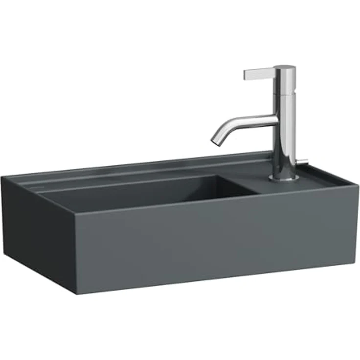 LAUFEN Kartell Handwaschbecken, unterbaufähig, Armaturenbank rechts, ohne Hahnloch, ohne Überlauf, 460x280mm, Farbe: Graphit matt – Bild 1