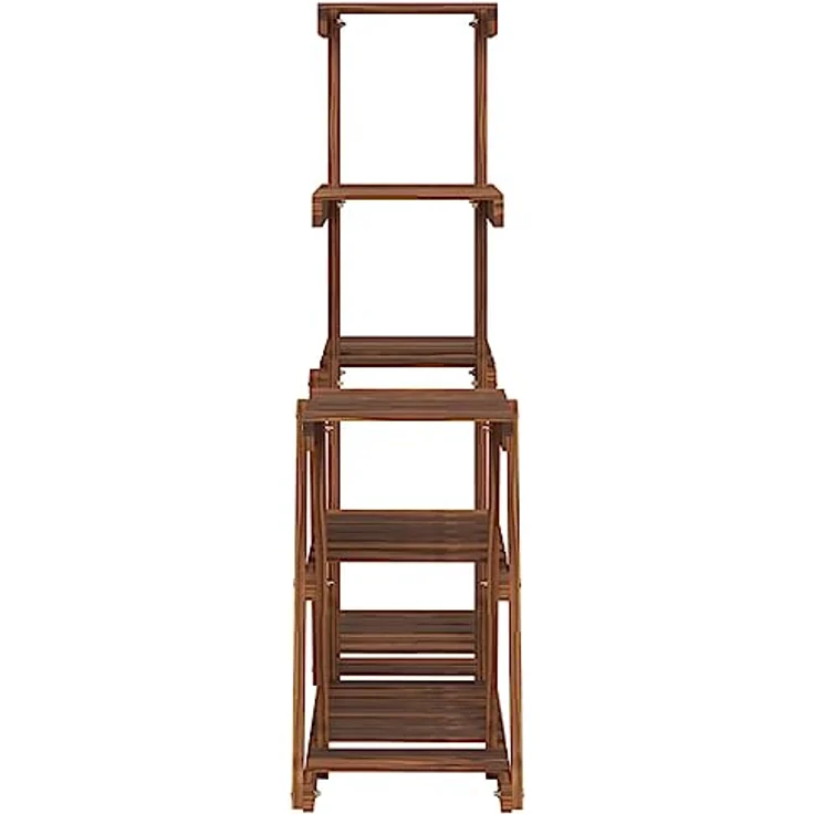 vidaXL Blumenständer, Pflanzständer 95x25x96 cm Massivholz Tanne, Karbonisiertes Braun, 10 kg Belastbarkeit pro Boden – Bild 6