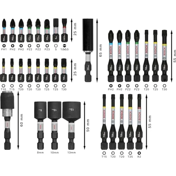 Bosch 33x PRO Impact Set, 33-tlg. (200 x 107 mm, schlagfester 1/4‑Zoll-Sechskantschaft) – Bild 3