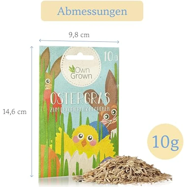OwnGrown Ostergras Grün Samen, 10g für Dekoration und Katzengras-Anzucht, geeignet für Fensterbank, Balkon, Topf und Schale – Bild 3