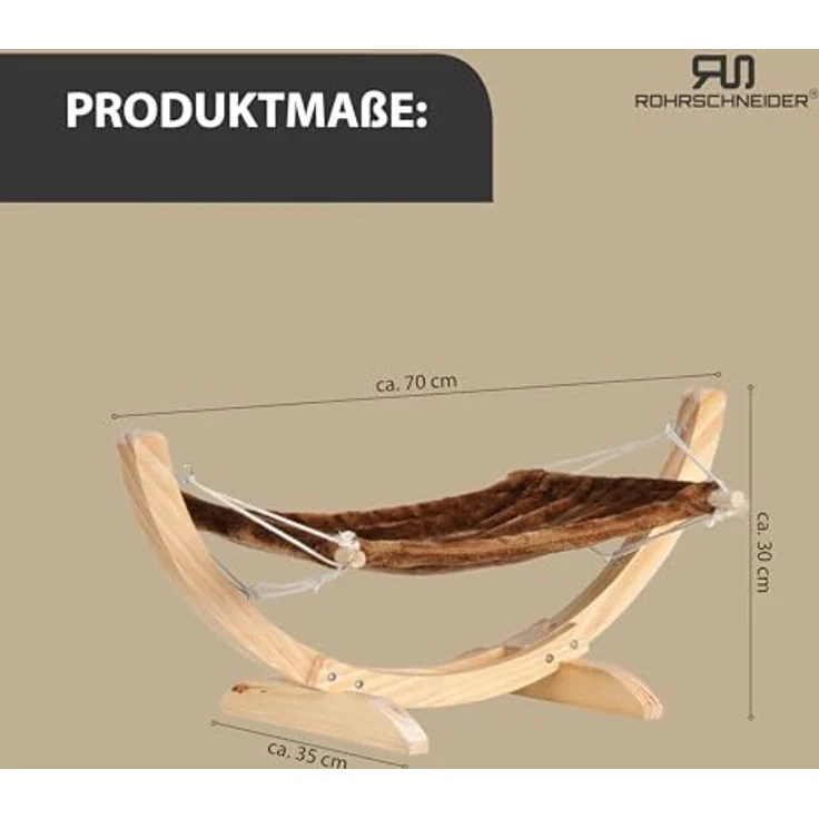Rohrschneider® Katzenhängematte Cat Relax | Katzenschlafplatz | Katzenbett | Katzenkorb zum Schlafen | Hängematte Katze (Braun) – Bild 3