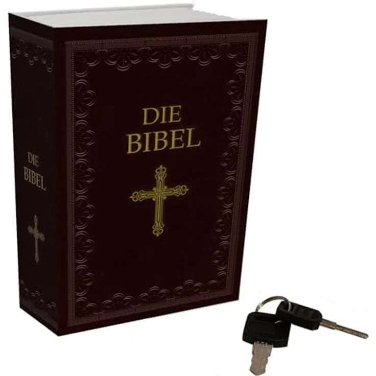 speecheese Buchtresor Bibel Booksafe DIE BIBEL, dunkelroter Einband mit goldenen Ornamenten und magnetischem Verschluss – Bild 1