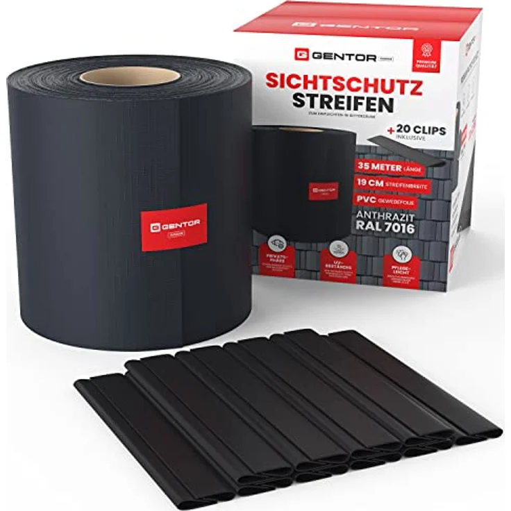 Sichtschutzstreifen Zaun Weich PVC 35m x 19 cm inkl. Clips, Premium Sichtschutz Zaun, Sichtschutzstreifen für Doppelstabmattenzaun, Sichtschutz Garten Zaunfolie, Gartenzaun (35 Meter) – Bild 1