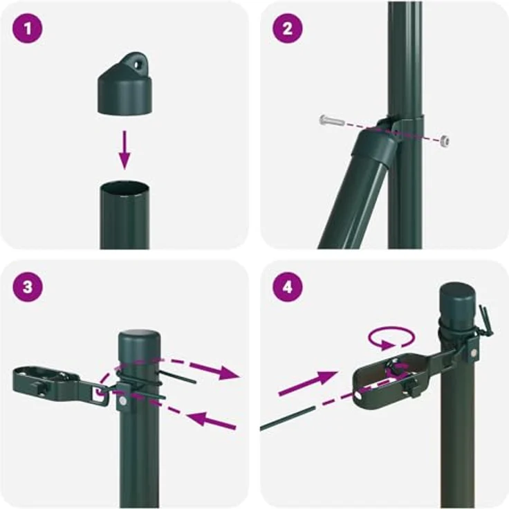 vidaXL Zaunpfosten Set 7 Stück, grüner verzinkter Stahl Ø32 mm, 210 cm hoch, wetterbeständig und rostfrei – Bild 8