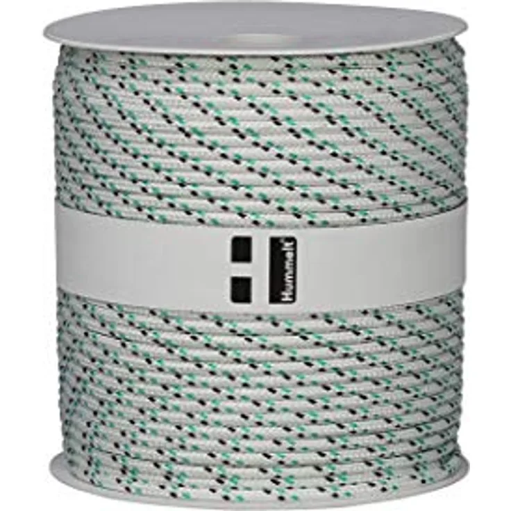 Hummelt Rope Schot Seil Polyesterseil 4mm 100m weiß/schwarz/grün auf Rolle