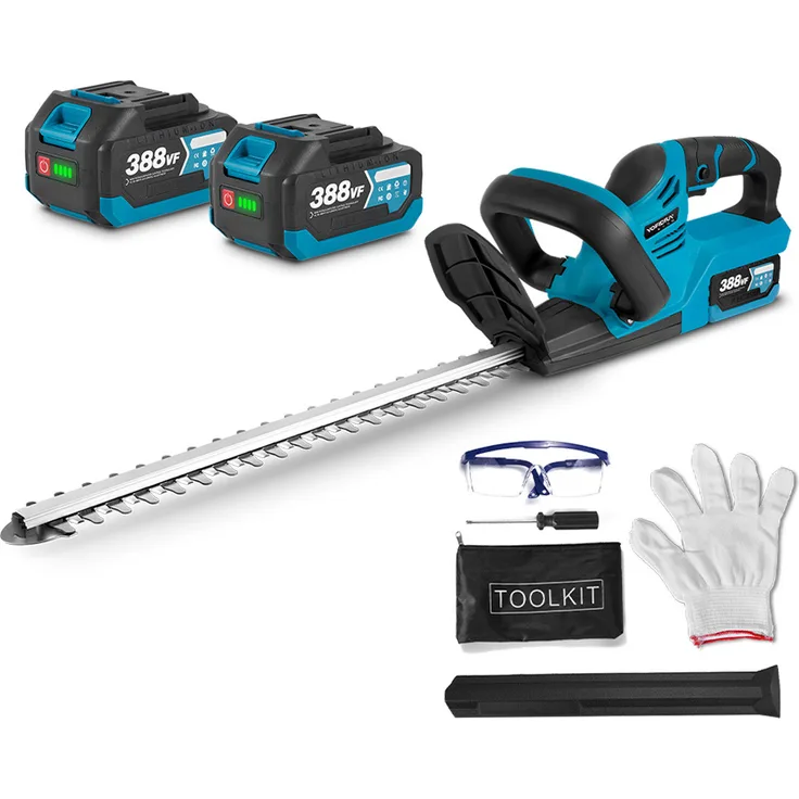 ONEVAN Akku-Heckenschere Heckenschneider Hedge Trimmer mit 51 cm Messerlänge, 2x Akku, 9000-13000 U/mi, für Garten, Zaun, Gartenarbeit, 18-21V