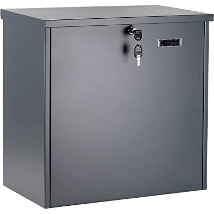 Wiltec Paketkasten grau 508 x 315 x 500 mm, Innovatives Einwurfsystem, geräumig & modern, Stahl – Bild 1