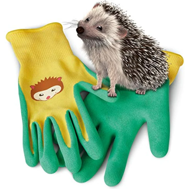 Spontex Gartenzwerg Handschuhe, Gartenhandschuhe für Kinder, ideal für das Spielen und Arbeiten im Garten, mit Nitrilbeschichtung, Igelmotiv, 1 Paar, 7-8 Jahre – Bild 6