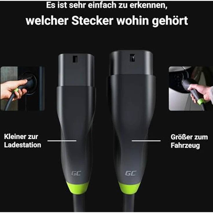Green Cell GC Snap Typ 2 Ladekabel, 11kW 7m 16A, 3-Phasig, TÜV-zertifiziert, IP54, inkl. Premium Koffer – Bild 3