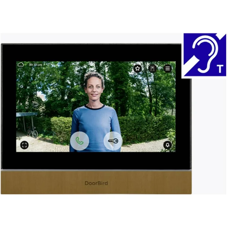 DoorBird A1104T IP-Video-Türsprechanlage, WLAN/LAN Inneneinheit mit 7-Zoll HD-Touch-Display, Gold, integrierte Induktionsschleife