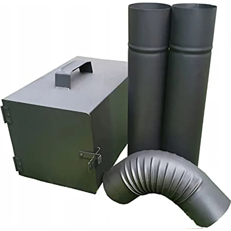 QLS Handels Räuchereiset Feuerstelle Rohre Rohrbogen Räucherofen Set, Thermofarbe lackiert, 600 Grad hitzebeständig